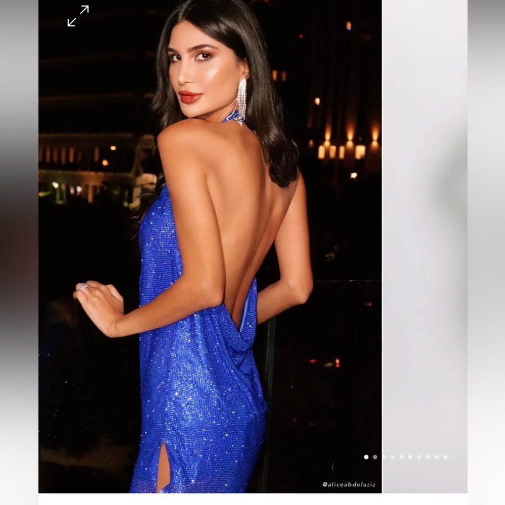 Meshki diamante low back mesh dress